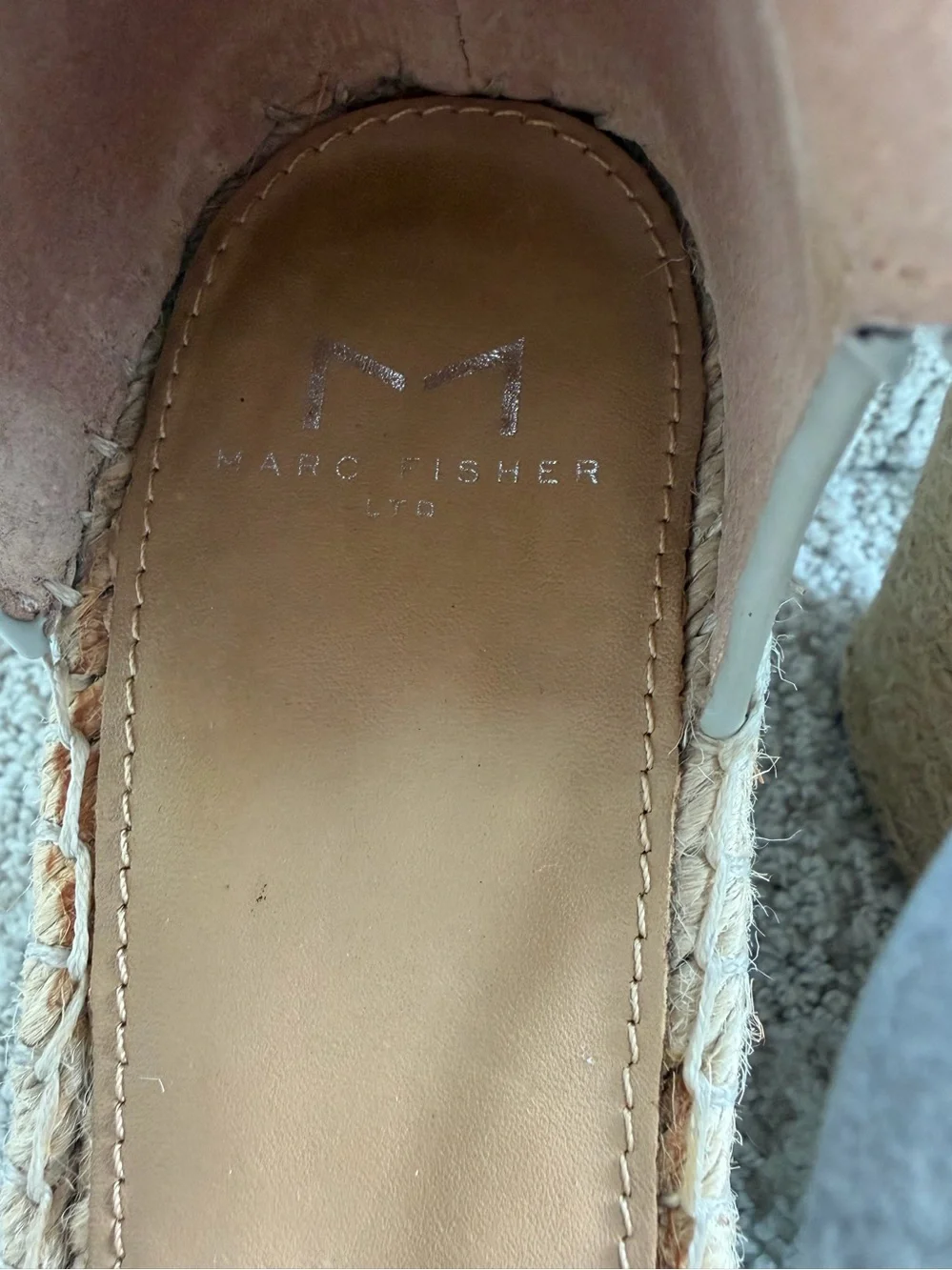 Marc Fisher Alida Espadrille Wedge Sandals Metallic Leather Women Size 7.5